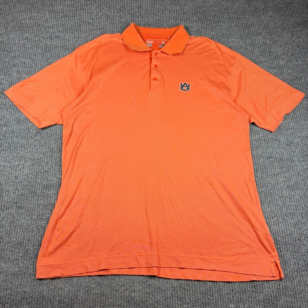 Cutter & Buck Shirt Mens Large Auburn Tigers NCAA Polo Orange CB Dry